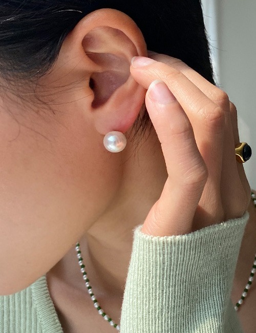 [925 silver] Basic Pearl earring(10mm/gold)