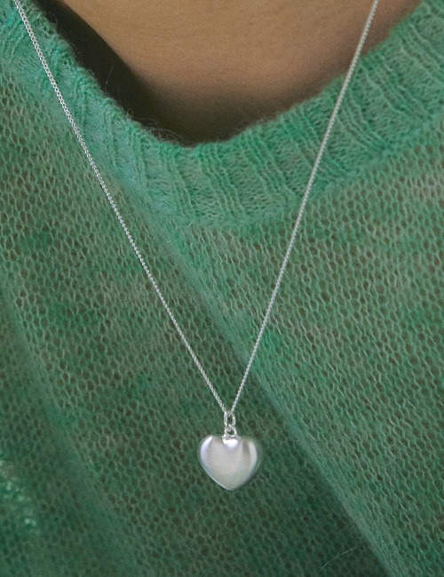 Matt Bold Heart Long Necklace(50cm)
