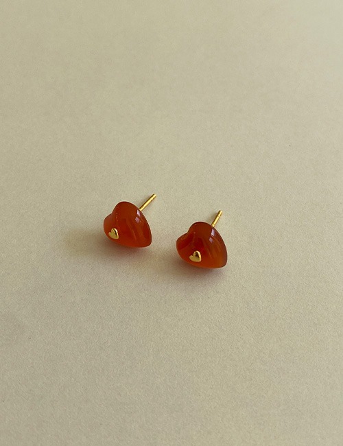Red Gemstone Heart Earrings